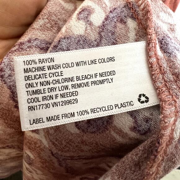 KNOX ROSE Women's Open Front Kimono Top Mauve Pink Diamond Print Med Large - Picture 9 of 12